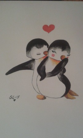 Pingvinkärlek (40,6x30,5cm) 200:-